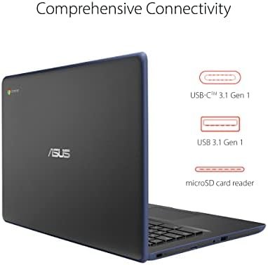 ASUS Chromebook C403 Rugged & Spill Resistant Laptop, 14.0 HD, 180 Degree, Intel Celeron N3350 Processor, 4GB RAM, 32GB eMMC, MIL-STD 810G Durability, Dark Blue, Education, Chrome OS, C403NA-WS42- - Image 4