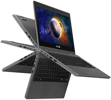 ASUS BR1100 Laptop， 11.6 HD Anti-Glare Touchscreen Display， Intel Celeron N4500， 4GB RAM， 64GB Storage， MIL-STD 810H Durability， TPM 2.0， Windows 10 Pro， Dark Grey， Stylus Included， BR1100FKA-502YT