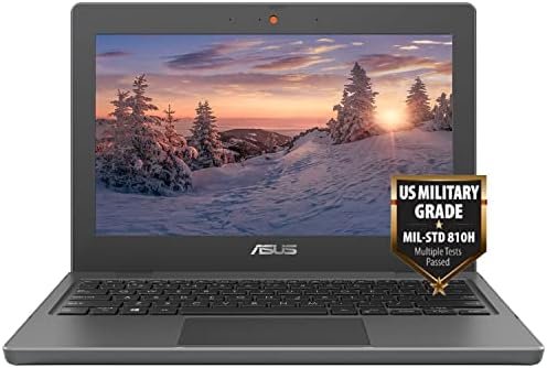 ASUS Student Laptop， 12 inch IPS Anti-Glare Eye-Care HD Display， Intel Celeron N4500， Military-Grade Durability， Wi-Fi 6， Ethernet Port， Long Battery Life， Windows 10 Pro (4GB RAM | 128GB SSD)