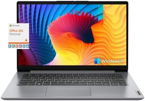 Lenovo Newest IdeaPad 1i 14 HD Laptop， 4GB RAM， 256GB Storage， Intel Pentium N5030 Processor， 10Hrs Battery Life， Rapid Charge， Home&Education Laptop， HDMI， Type-C， Windows 11S， 1 Year Microsoft 3