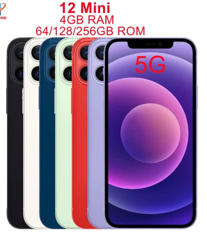 Apple iPhone 12 Mini iPhone12 Mini 5.4" A2176 A2399 Unlocked Genuine RAM 4GB ROM 64/128/256GB A14 IOS Face ID NFC 5G Cell Phone