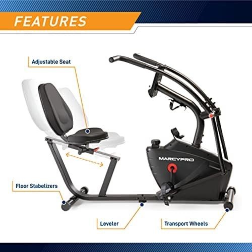 Marcy Dual Action Cross Training Recumbent Exercise Bike with Arm Exercisers, Gym Equipment for Work from Home Fitness, Black JX-7301 - Image 6