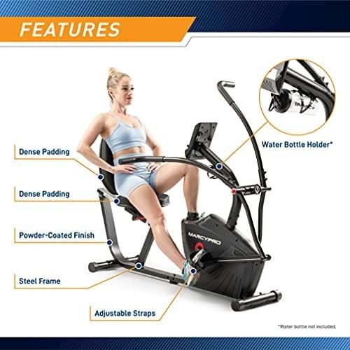 Marcy Dual Action Cross Training Recumbent Exercise Bike with Arm Exercisers, Gym Equipment for Work from Home Fitness, Black JX-7301 - Image 7
