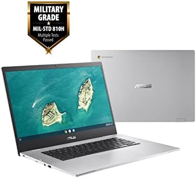 ASUS Chromebook CX1， 15.6 Full HD NanoEdge Display， Intel Celeron N3350 Processor， 64GB eMMC Storage， 8GB RAM， Chrome OS， Transparent Silver， CX1500CNA-AS84F